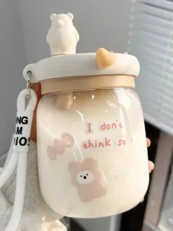 Kawaii Therapy Bottles<Kawaii Aesthetic Cloud Bunny Glass Milk Tea Bottle