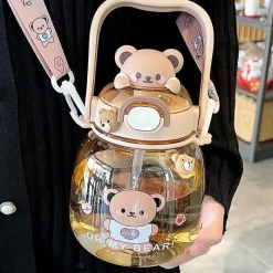 Kawaii Therapy Bottles<Kawaii Animal Style Jumbo Straw Bottle (1300ml)