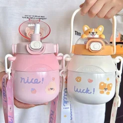 Kawaii Therapy Bottles<Kawaii Animal Style Thermal Straw Bottle – Limited Edition