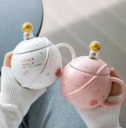 Kawaii Therapy Bottles<Kawaii Astronaut Space Ceramic Coffee Cup (400ml)