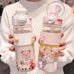 Kawaii Therapy Bottles<Kawaii Bear Boba Tea Straw Bottle (1100ml) – Limited Edition