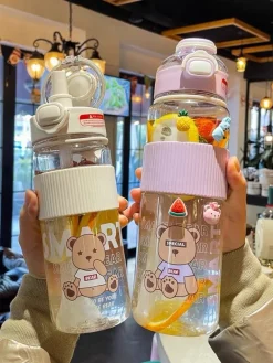 Kawaii Therapy Bottles<Kawaii Bear Boba Tea Straw Bottle (1100ml) – Limited Edition