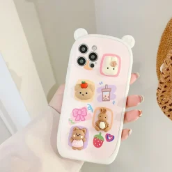 Kawaii Therapy Phonecase<Kawaii Bear 3D Sticker Style Phone Case – Limited Edition