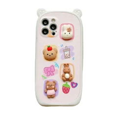 Kawaii Therapy Phonecase<Kawaii Bear 3D Sticker Style Phone Case – Limited Edition