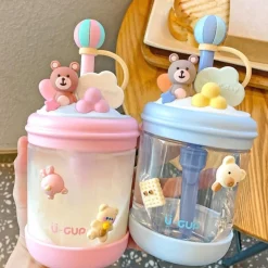 Kawaii Therapy Bottles<Kawaii Bear Pastel Style Straw Bottle – Limited Edition