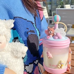 Kawaii Therapy Bottles<Kawaii Bear Pastel Style Straw Bottle – Limited Edition