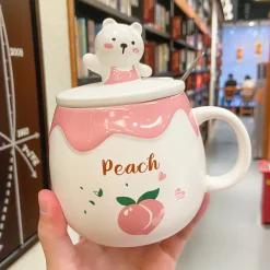 Kawaii Therapy Bottles<Kawaii Bear Peach Strawberry Ceramic Cup