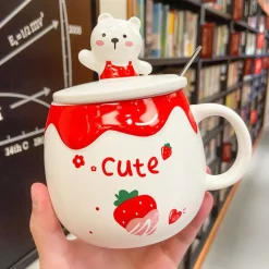 Kawaii Therapy Bottles<Kawaii Bear Peach Strawberry Ceramic Cup