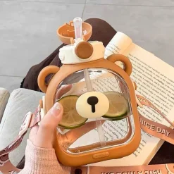 Kawaii Therapy Bottles<Kawaii Bear Square Straw Bottle (700ml) – Limited Edition