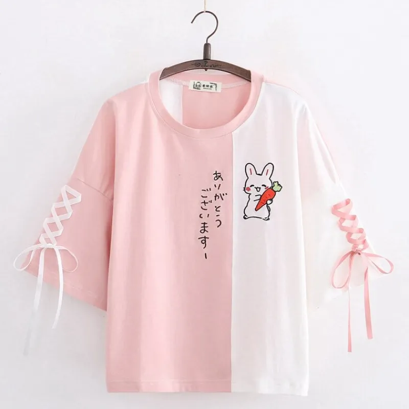 Kawaii Therapy Clothing<Kawaii Bunny Carrot Laced Harajuku Shirt