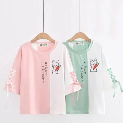 Kawaii Therapy Clothing<Kawaii Bunny Carrot Laced Harajuku Shirt