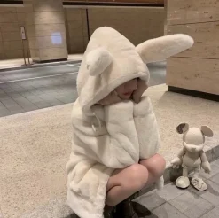 Kawaii Therapy Clothing<Kawaii Bunny Ears Fluffy Harajuku Coat – Special Edition