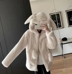Kawaii Therapy Clothing<Kawaii Bunny Ears Fluffy Harajuku Coat – Special Edition