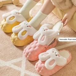 Kawaii Therapy Shoes | Slippers<Kawaii Bunny Ears Plush Slippers – Limited Edition