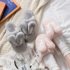 Kawaii Therapy Slippers<Kawaii Bunny Ears Warm Fuzzy Slippers – Limited Edition