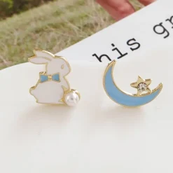 Kawaii Therapy Earrings<Kawaii Bunny Moon Fashion Stud Earrings