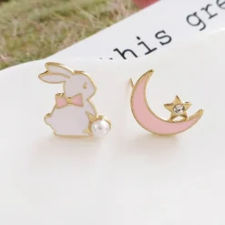 Kawaii Therapy Earrings<Kawaii Bunny Moon Fashion Stud Earrings