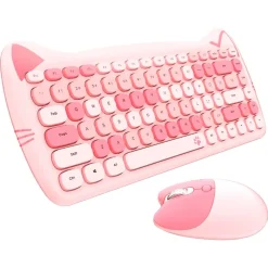 Kawaii Therapy Desk Organizers | Keyboards & Keycaps<Kawaii Candy Cat Wireless Keyboard Mouse Set – Limited Edition