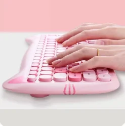 Kawaii Therapy Desk Organizers | Keyboards & Keycaps<Kawaii Candy Cat Wireless Keyboard Mouse Set – Limited Edition