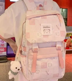 Kawaii Therapy Shoulder Bags | Preppy Backpacks<Kawaii Canvas Bear Plaid Harajuku Backpack – Special Edition