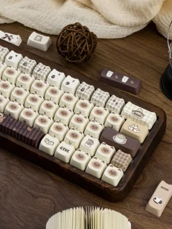 Kawaii Therapy Keyboards & Keycaps<Kawaii Cat Coffee Cafe Themed Keycaps – Limited Edition