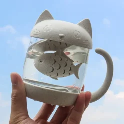 Kawaii Therapy Bottles<Kawaii Cat Glass Tea Mug (250ml)