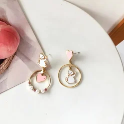 Kawaii Therapy Earrings<Kawaii Cat Hearts Pearly Earrings – Limited Edition