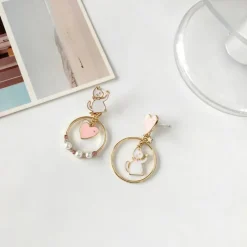 Kawaii Therapy Earrings<Kawaii Cat Hearts Pearly Earrings – Limited Edition