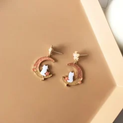 Kawaii Therapy Earrings<Kawaii Cat Moon Sakura Earrings – Limited Edition
