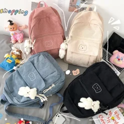 Kawaii Therapy School Backpacks | Preppy Backpacks<Kawaii Cat Style Cute Corduroy Backpack – Limited Edition