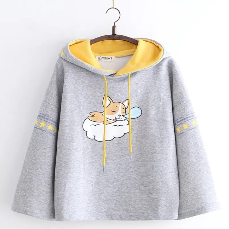 Kawaii Therapy Clothing<Kawaii Cloud Corgi Hoodie – Limited Edition