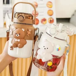 Kawaii Therapy Bottles<Kawaii Cute Jumbo Pastel Bear Straw Bottle (1000ml)