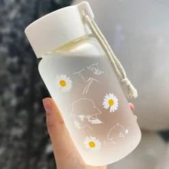 Kawaii Therapy Bottles<Kawaii Daisy Frosted Glass Bottle (500ml)