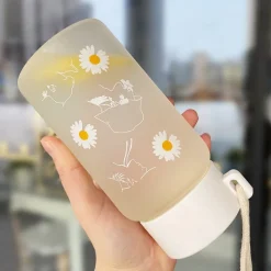 Kawaii Therapy Bottles<Kawaii Daisy Frosted Glass Bottle (500ml)