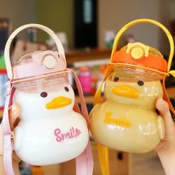 Kawaii Therapy Bottles<Kawaii Duck Cute Straw Bottle (1000ml) – Limited Edition
