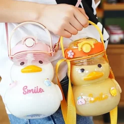 Kawaii Therapy Bottles<Kawaii Duck Cute Straw Bottle (1000ml) – Limited Edition