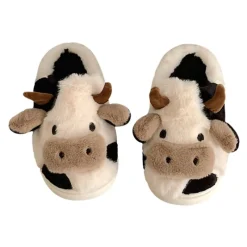 Kawaii Therapy Slippers<Kawaii Fluffy Cow Warm Cozy Slippers – Limited Edition