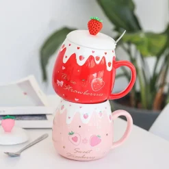 Kawaii Therapy Bottles<Kawaii Fruit Strawberry Avocado Ceramic Cups – Limited Edition