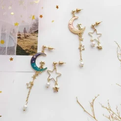 Kawaii Therapy Earrings<Kawaii Galaxy Moon Starry Earrings – Limited Edition