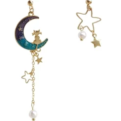 Kawaii Therapy Earrings<Kawaii Galaxy Moon Starry Earrings – Limited Edition