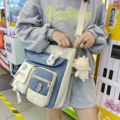 Kawaii Therapy Tote Bags | Japanese Style Backpacks<Kawaii Harajuku Multipocket Canvas Sling Bag