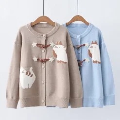 Kawaii Therapy Clothing<Kawaii Harajuku Pastel Cat Cardigan Sweater – Limited Edition