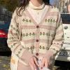 Kawaii Therapy Clothing<Kawaii Harajuku Style Floral Knitted Cardigan – Limited Edition