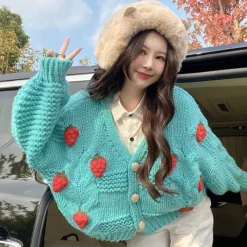 Kawaii Therapy Clothing<Kawaii Harajuku Style Strawberry Cardigan Sweater – Special Edition