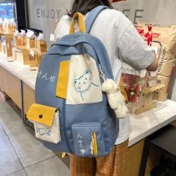 Kawaii Therapy Preppy Backpacks | Large Backpacks<Kawaii Japanese Cats Large Capacity Waterproof Backpack