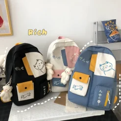 Kawaii Therapy Preppy Backpacks | Large Backpacks<Kawaii Japanese Cats Large Capacity Waterproof Backpack