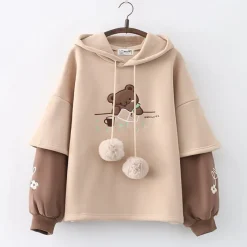Kawaii Therapy Clothing<Kawaii Japanese Style Bear Embroidery Hoodie – Limited Edition