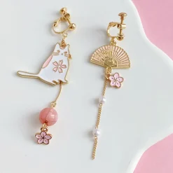 Kawaii Therapy Earrings<Kawaii Japanese Style Cat Fan Earrings – Special Edition