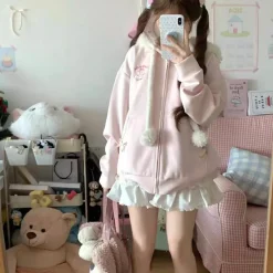 Kawaii Therapy Clothing<Kawaii Japanese Style Cat Zipper Hoodie – Special Edition