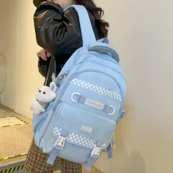 Kawaii Therapy School Backpacks | Preppy Backpacks<Kawaii Japanese Style College Chequered Pastel Backpack